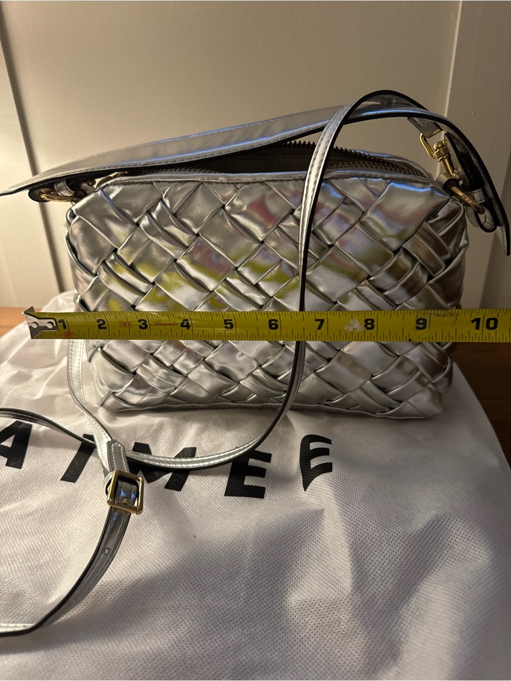 Aimee Kestenberg Silver Woven Crossbody Bag - Picture 2 of 6